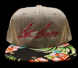 Gray Hibiscus Hat Black bill