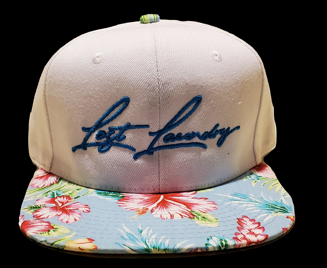 White Hibiscus Hat Blue bill