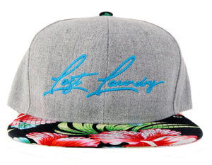 Gray Hibiscus Hat Black bill